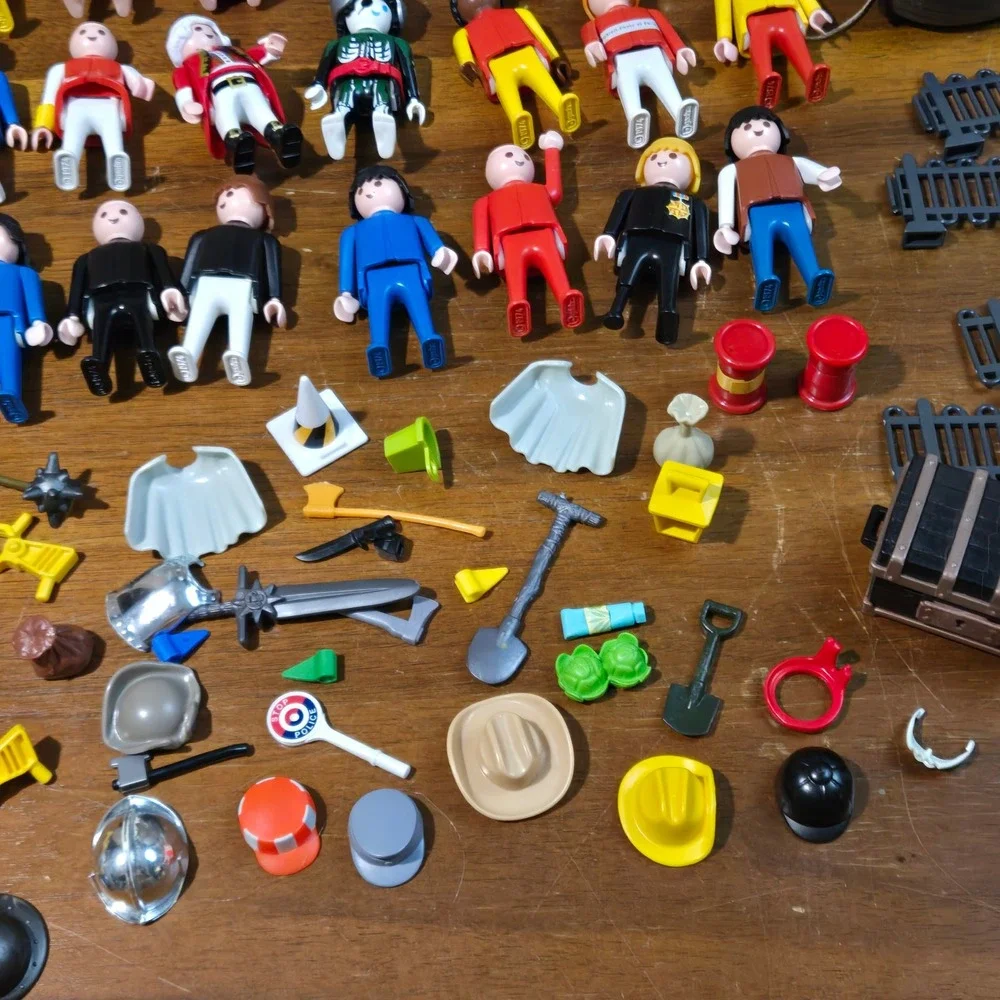 Vintage Playmobil Figure Lot Pirate Knight Police Western Accessories Horse Boat